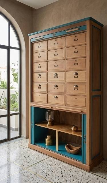 Armoire de notaire transformée — Upcycling hêtre massif à Casablanca