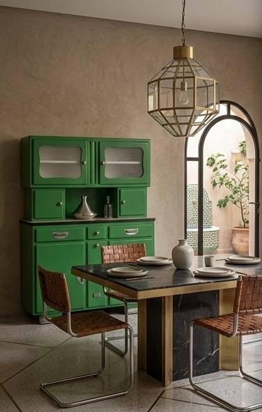 Buffet Mado transformé — Formica, aluminium et esprit pop années 50 à Casablanca