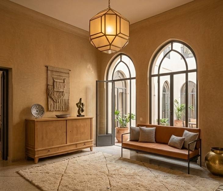 Buffet scandinave 2 portes transformé — Hêtre brut et vernis mat à Casablanca